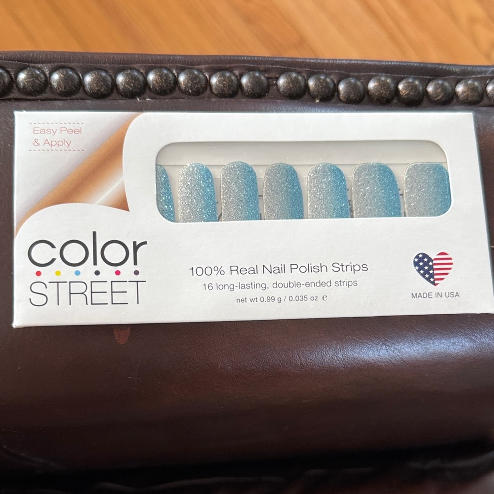 Color Street Nail Polish Strips French Riviera blue/silver sparkle